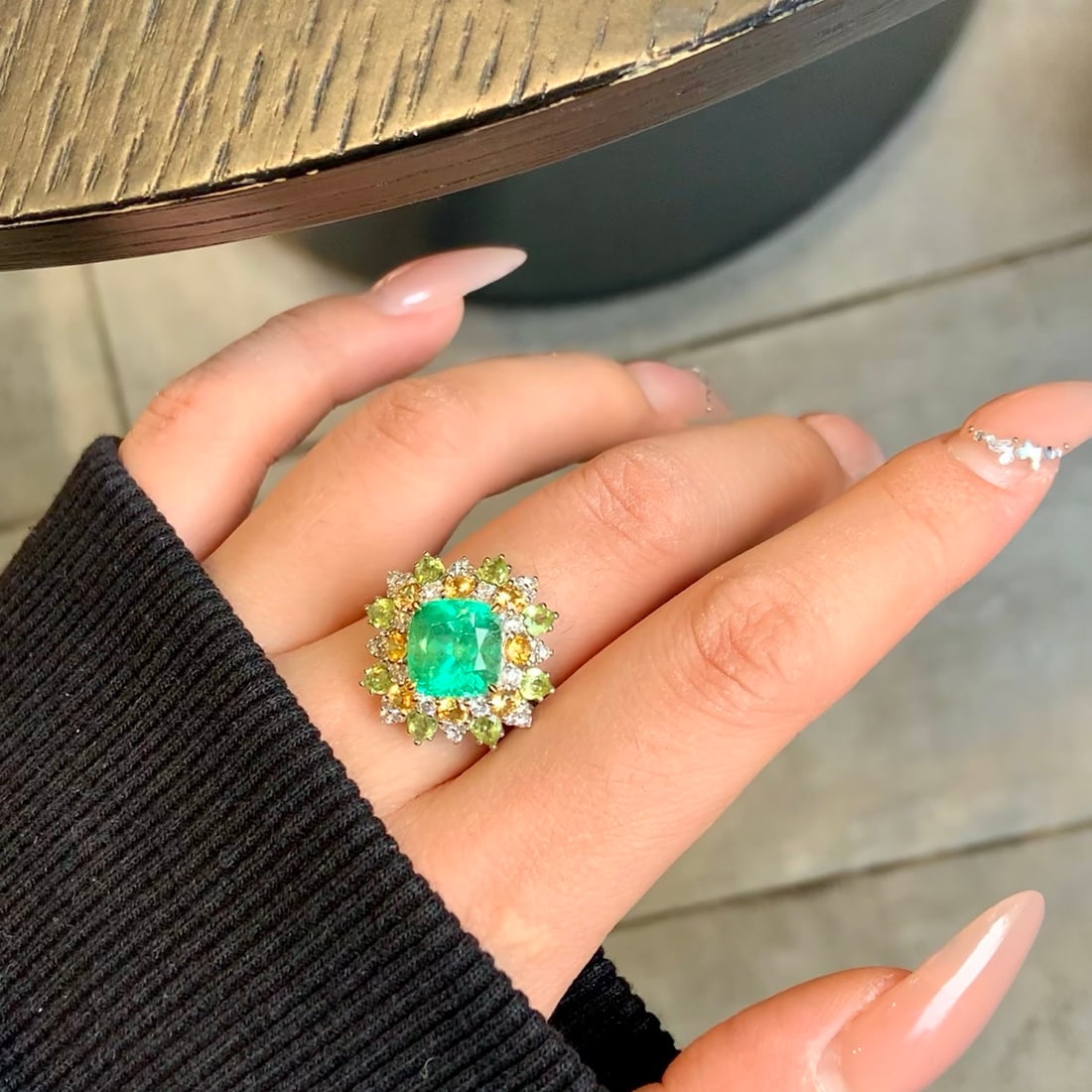 14k Gold 4.55 Ctw Natural Emerald & Diamond Ring - 2