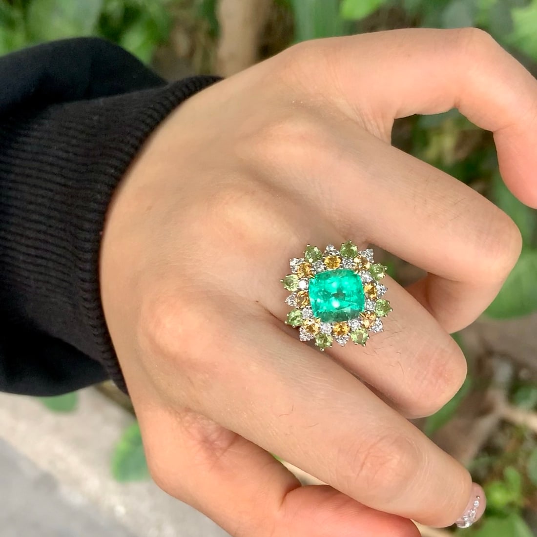 14k Gold 4.55 Ctw Natural Emerald & Diamond Ring - 6