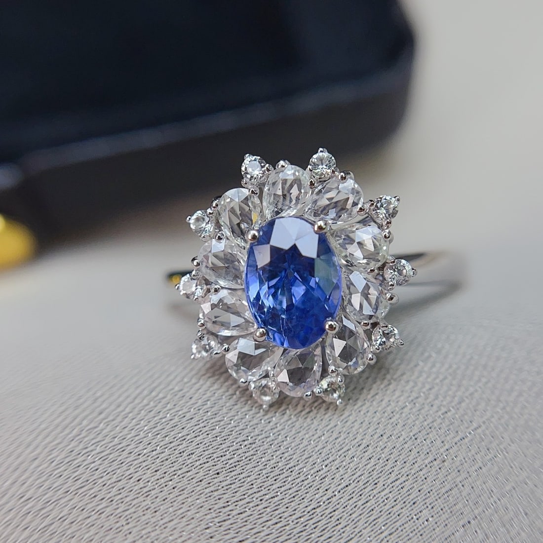 14k Gold 1.45 Ct Natural Sapphire & Sapphire Ring - 2