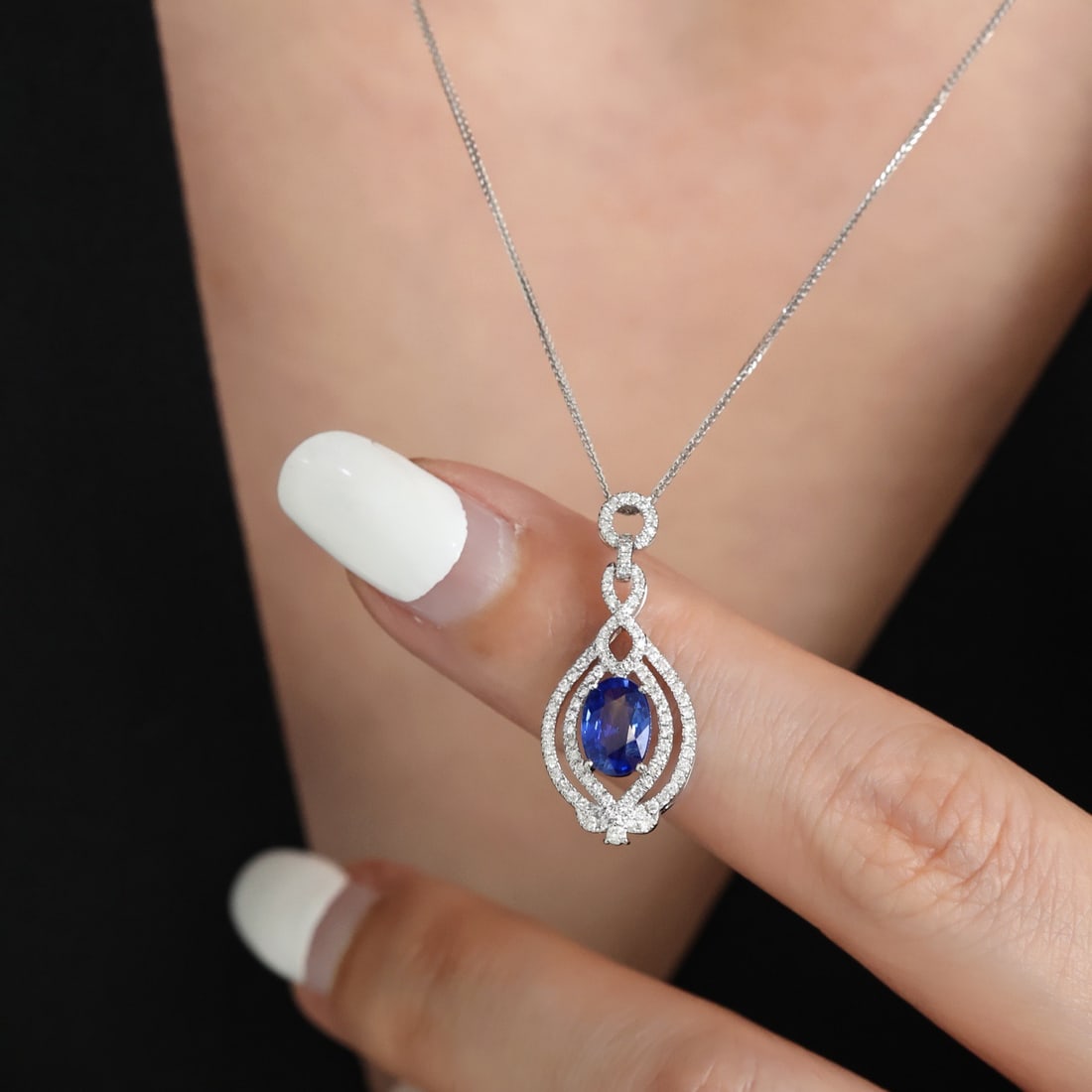 14k Gold 1.05 Ctw Natural Sapphire & Diamond Necklace - 4