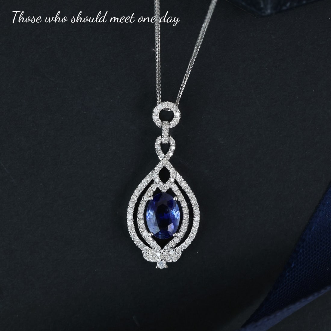 14k Gold 1.05 Ctw Natural Sapphire & Diamond Necklace - 5