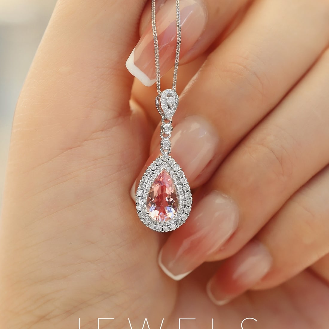 14k Gold 1.56 Ctw Natural Morganite & Diamond Necklace - 4
