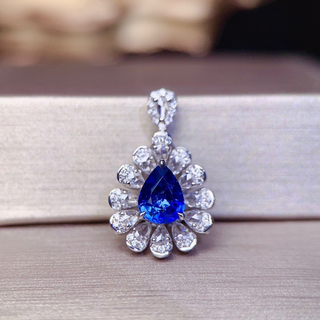 14k Gold 1.63 Ctw Natural Sapphire & Diamond Ring/pendant( Without Chain ) - 2