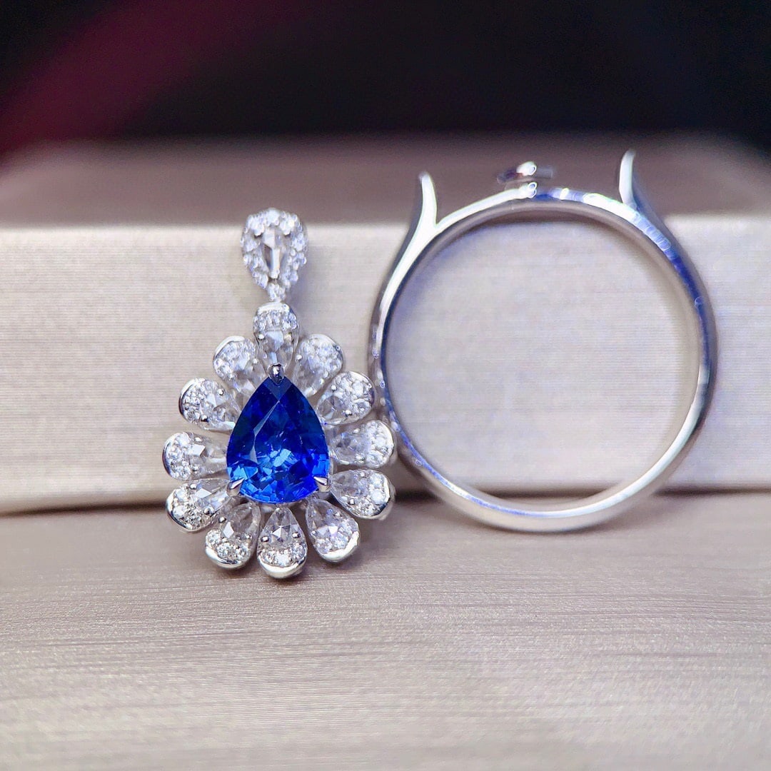 14k Gold 1.63 Ctw Natural Sapphire & Diamond Ring/pendant( Without Chain ) - 5