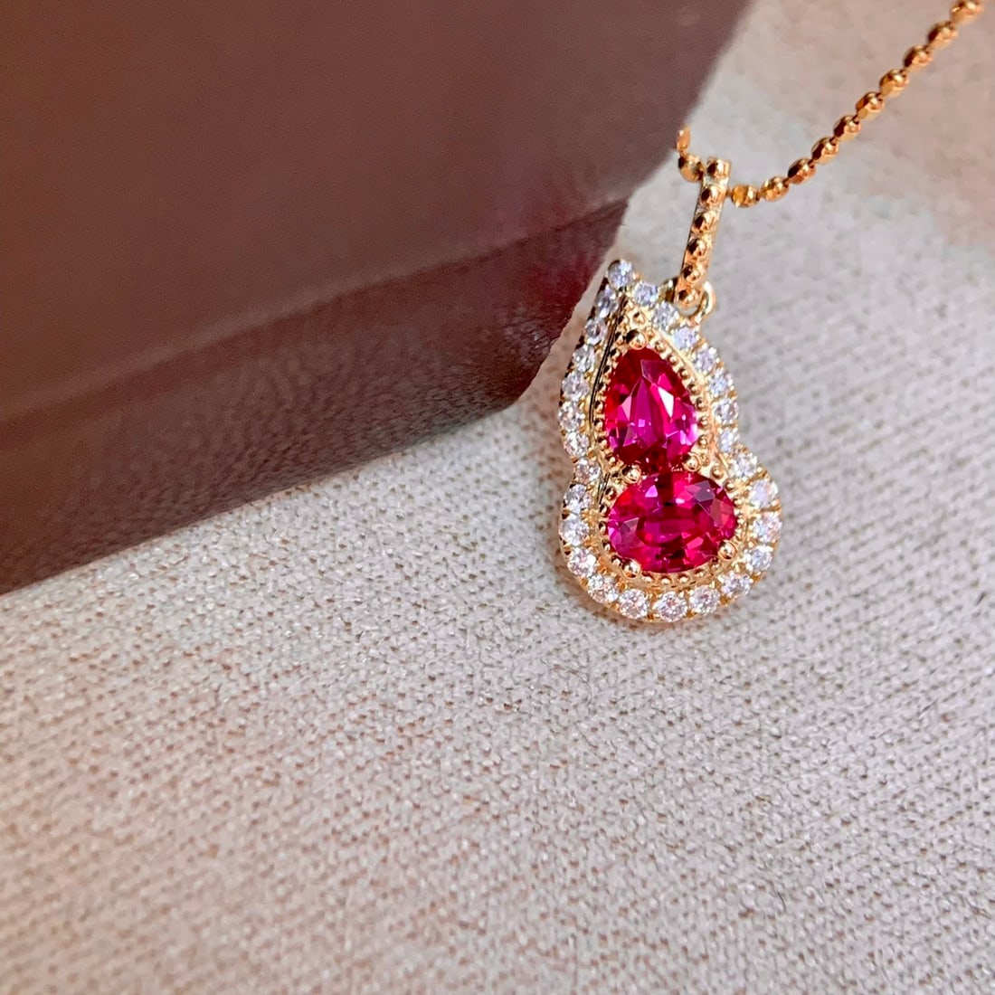 14k Gold 0.59 Ctw Natural Ruby & Diamond Pendant( Without Chain ) - 3