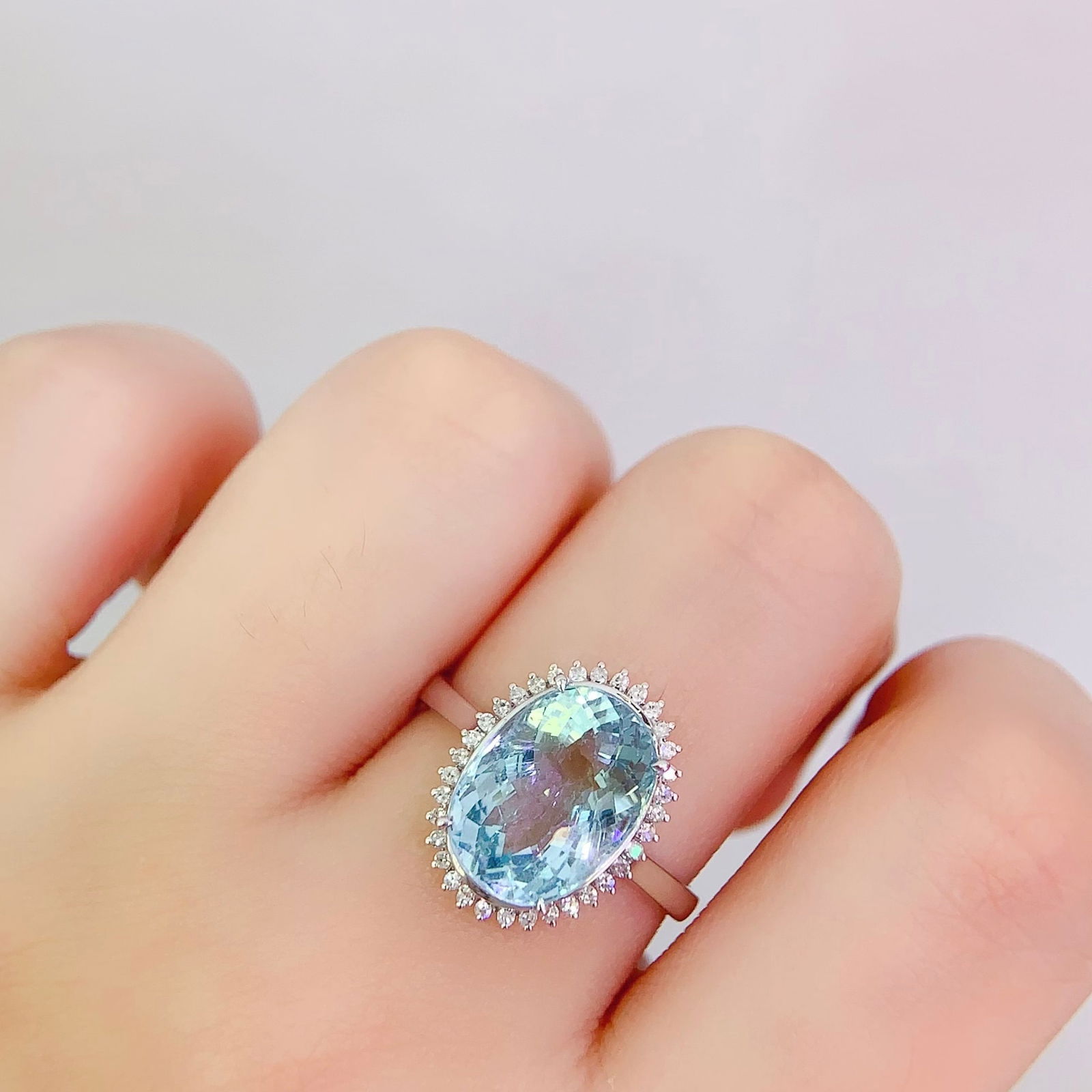 14k Gold 5.22 Ct Natural Aquamarine & Diamond Ring - 6