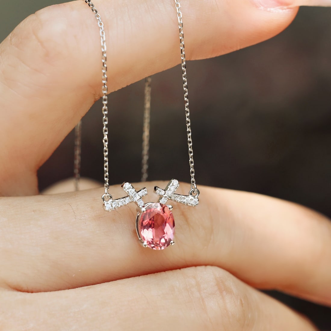 14k Gold 1.36 Ctw Natural Tourmaline & Diamond Necklace - 2