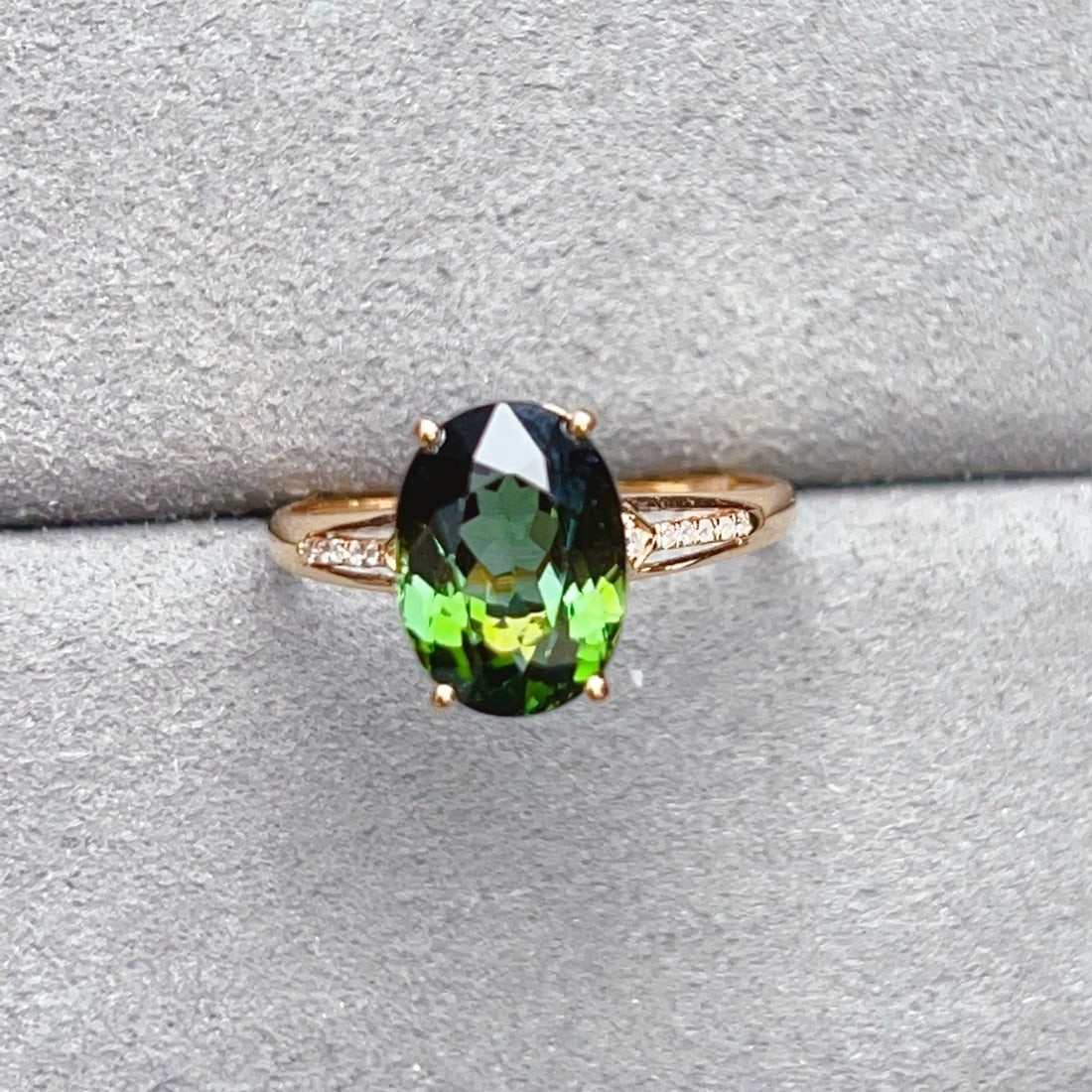 14k Gold 3.5 Ct Natural Tourmaline & Diamond Ring - 2