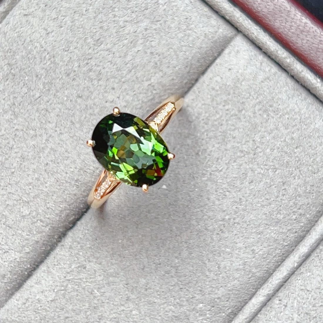 14k Gold 3.5 Ct Natural Tourmaline & Diamond Ring - 6
