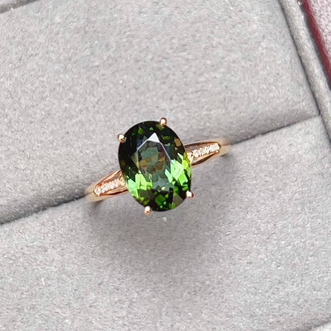 14k Gold 3.5 Ct Natural Tourmaline & Diamond Ring - 7