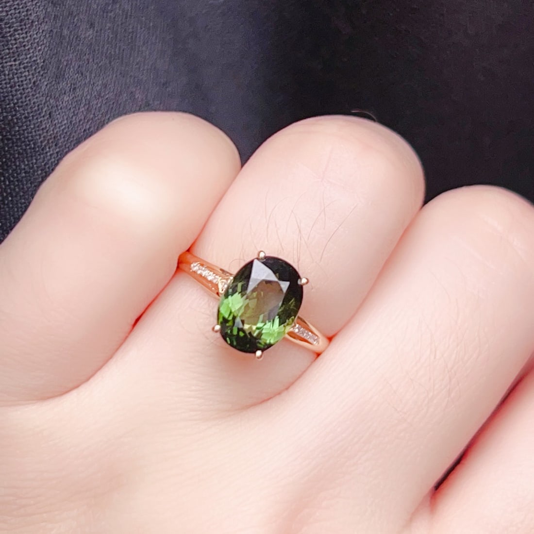 14k Gold 3.5 Ct Natural Tourmaline & Diamond Ring - 8