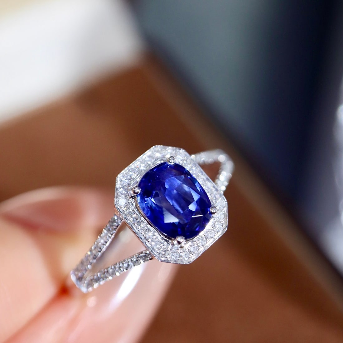 14k Gold 1.08 Ctw Natural Sapphire & Diamond Ring - 7