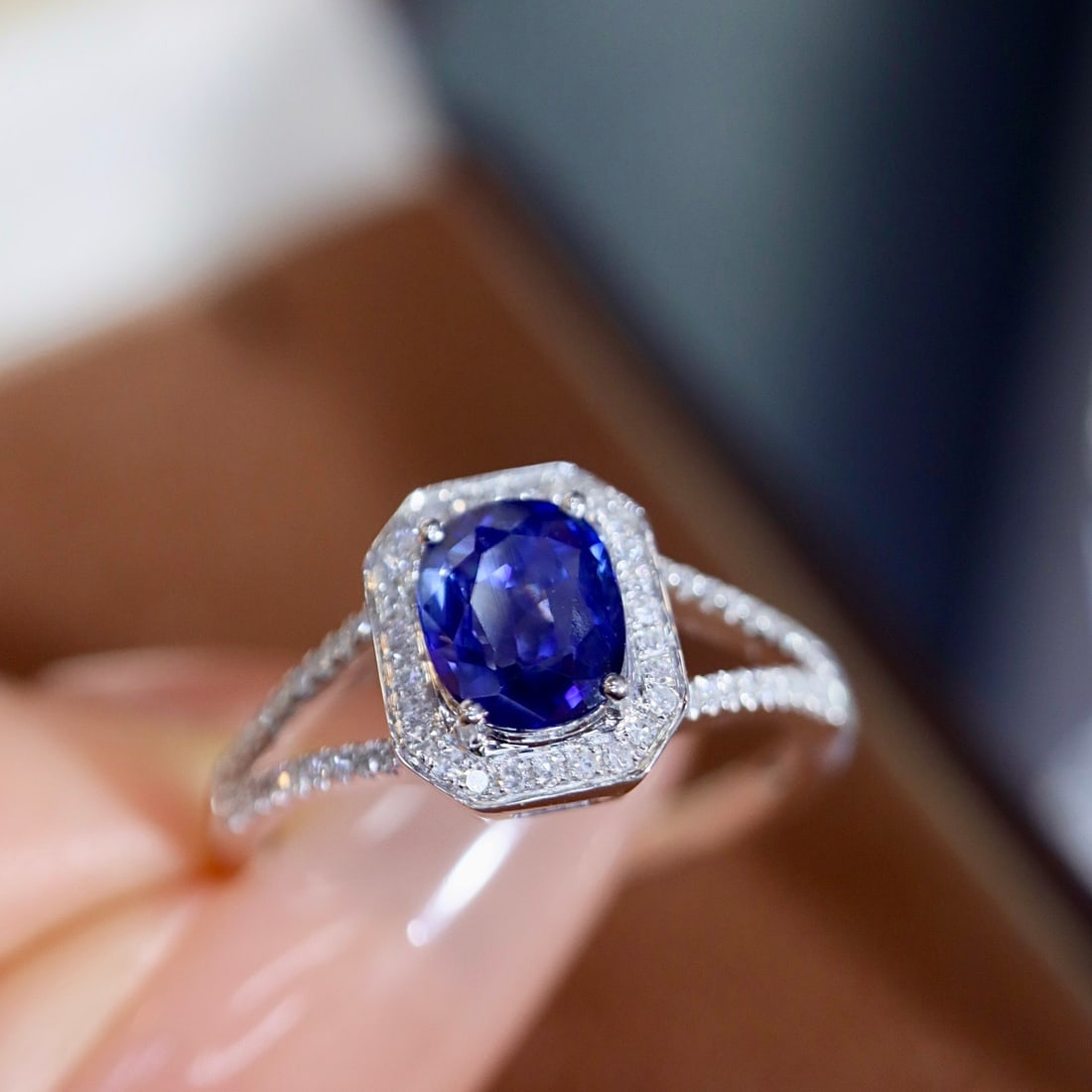14k Gold 1.08 Ctw Natural Sapphire & Diamond Ring - 8