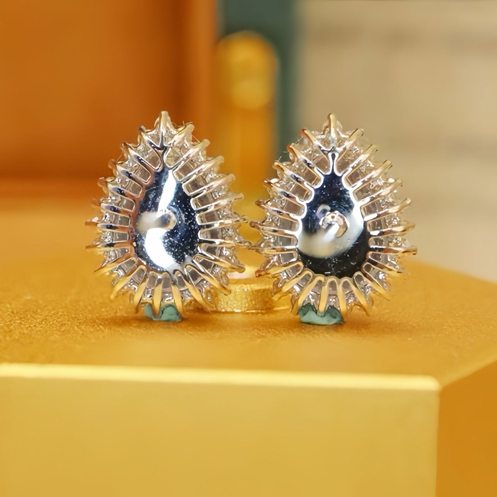 14k Gold 1.37 Ctw Natural Sapphire & Diamond Earrings - 4