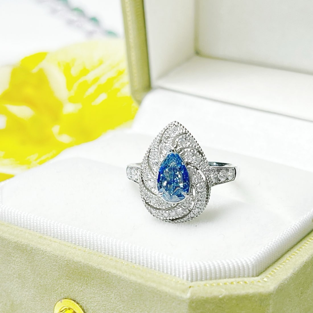 14k Gold 1.44 Ctw Natural Blue Diamond & Diamond Ring (1 of 6)