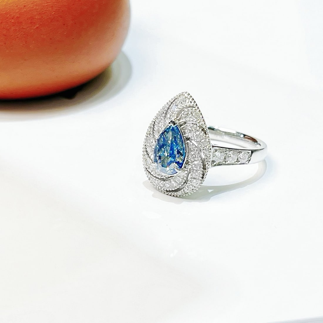 14k Gold 1.44 Ctw Natural Blue Diamond & Diamond Ring - 2