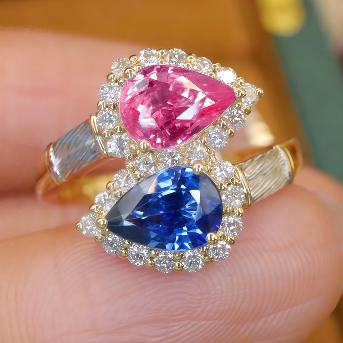 14k Gold 2.21 Ctw Natural Sapphire & Diamond & Toi Et Moi Ring (1 of 6)