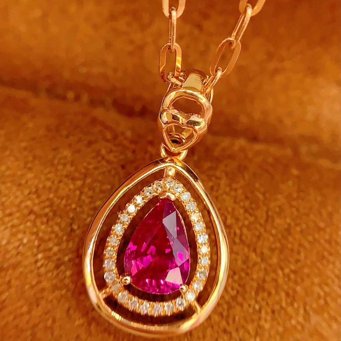 14k Gold 0.91 Ct Natural Ruby & Diamond Pendant( Without Chain ) (1 of 7)