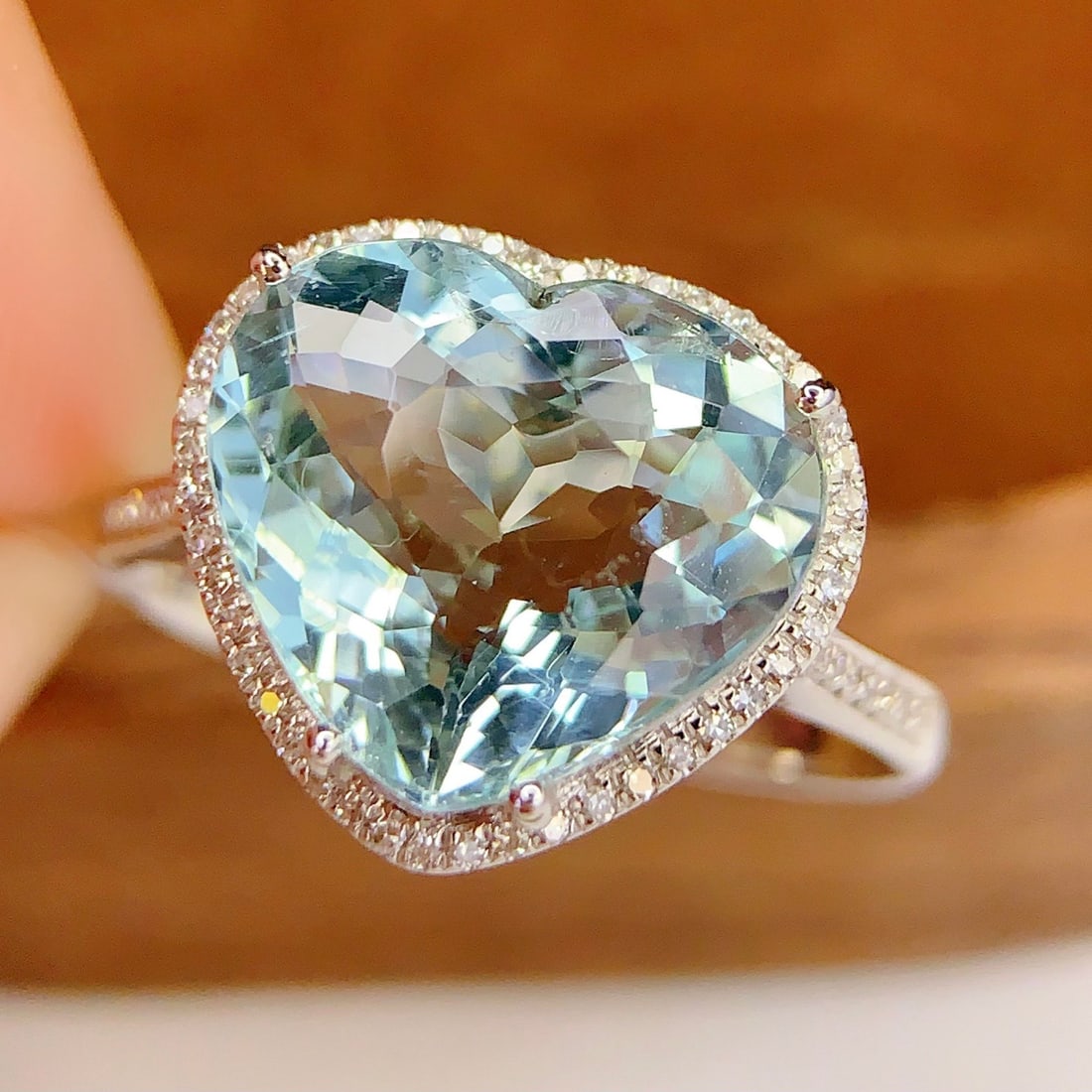 14k Gold 5.16 Ct Natural Aquamarine & Diamond Ring - 5