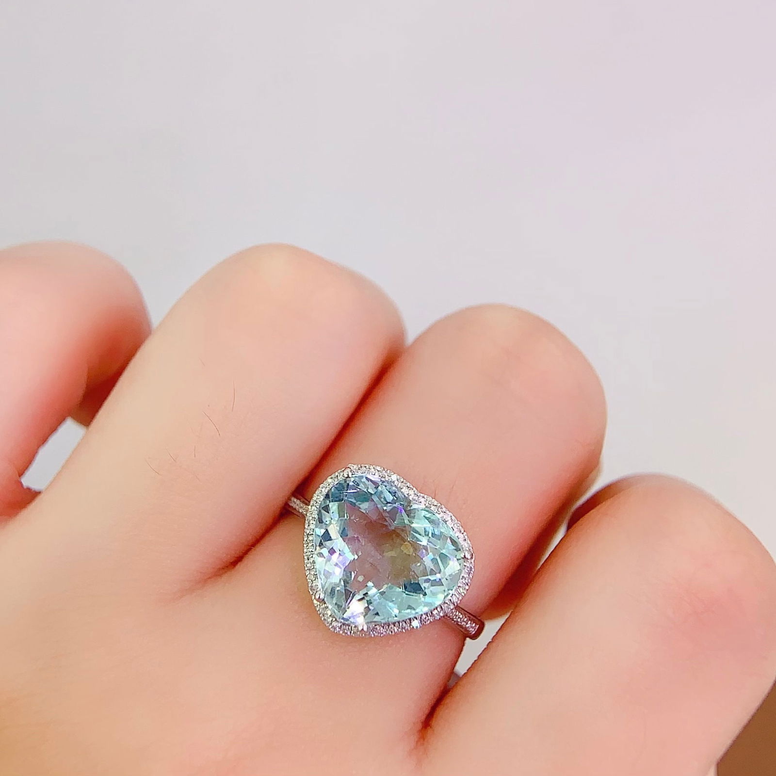 14k Gold 5.16 Ct Natural Aquamarine & Diamond Ring - 6