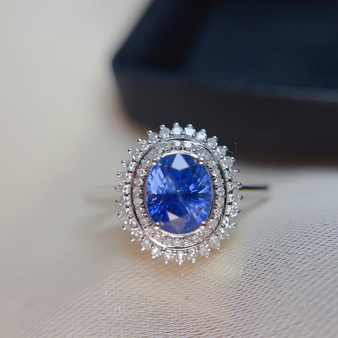 14k Gold 1.55 Ct Natural Sapphire & Diamond Ring - 2