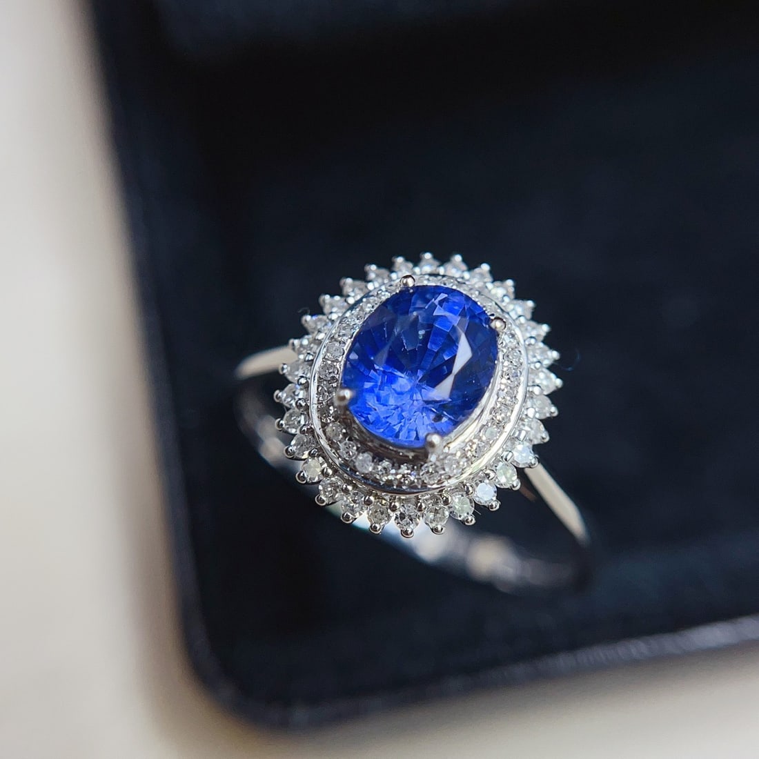 14k Gold 1.55 Ct Natural Sapphire & Diamond Ring - 3