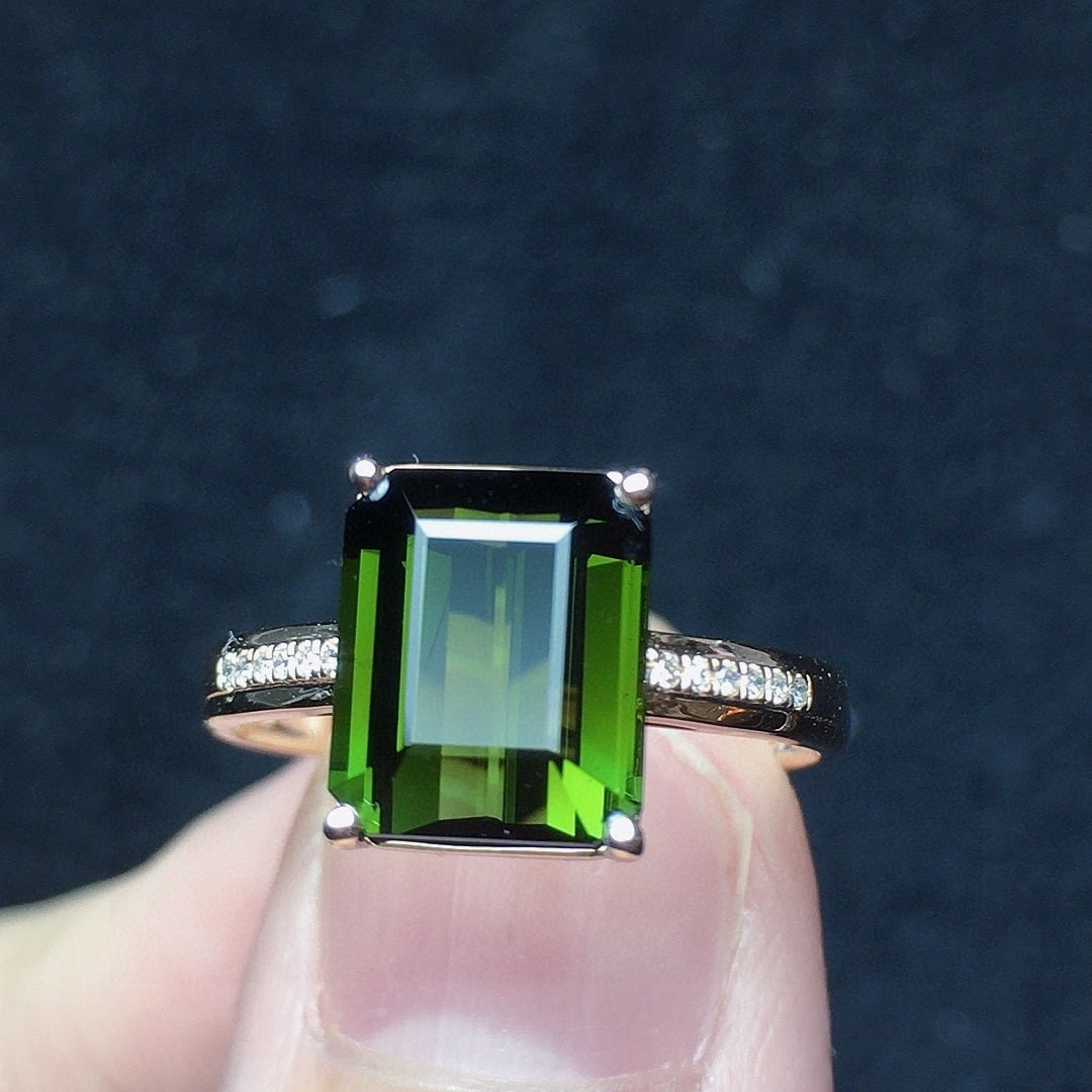 14k Gold 3.0 Ct Natural Tourmaline & Diamond Ring (1 of 5)