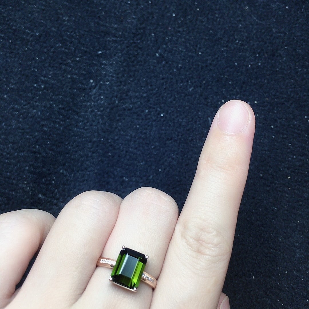 14k Gold 3.0 Ct Natural Tourmaline & Diamond Ring - 3