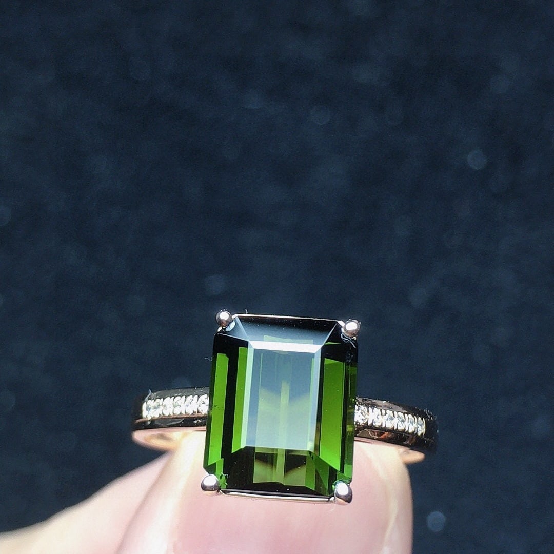 14k Gold 3.0 Ct Natural Tourmaline & Diamond Ring - 4