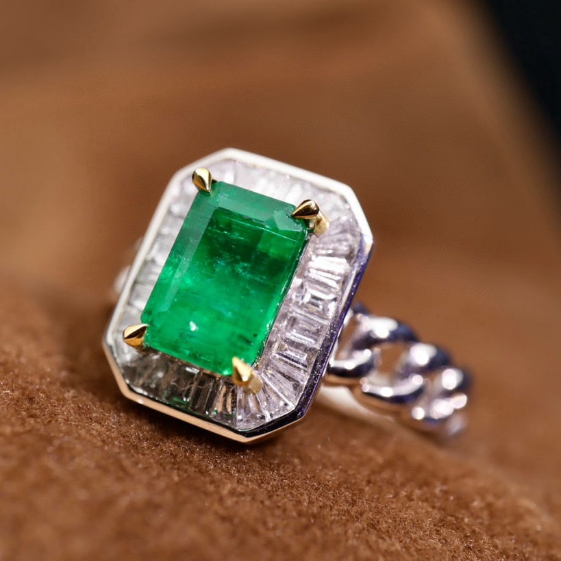 14k Gold 1.92 Ctw Vivid Green Natural Emerald & Diamond Ring - 2