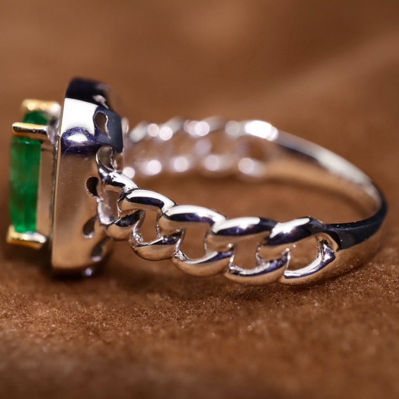 14k Gold 1.92 Ctw Vivid Green Natural Emerald & Diamond Ring - 6