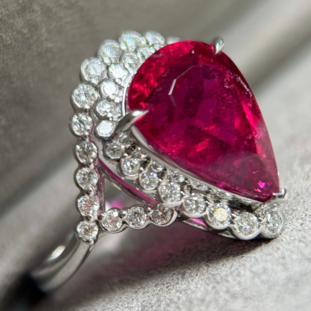 14k Gold 6.24 Ctw Natural Tourmaline & Diamond Ring - 3