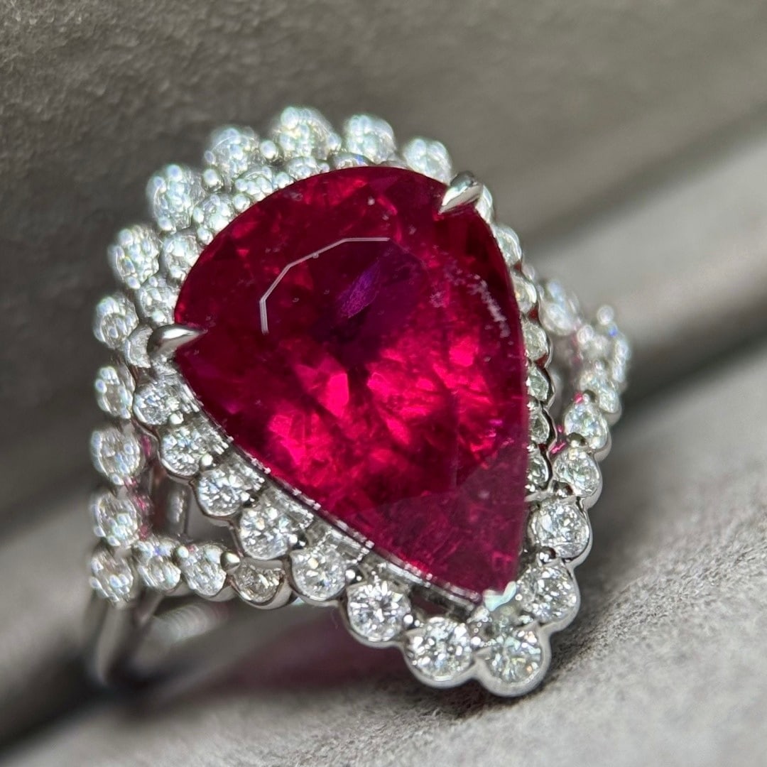 14k Gold 6.24 Ctw Natural Tourmaline & Diamond Ring - 5