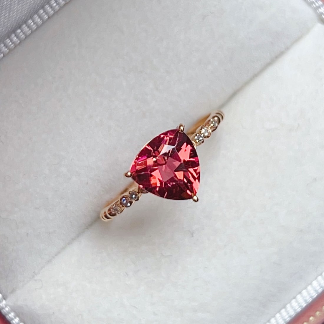 14k Gold 1.79 Ctw Natural Tourmaline & Diamond Ring - 7