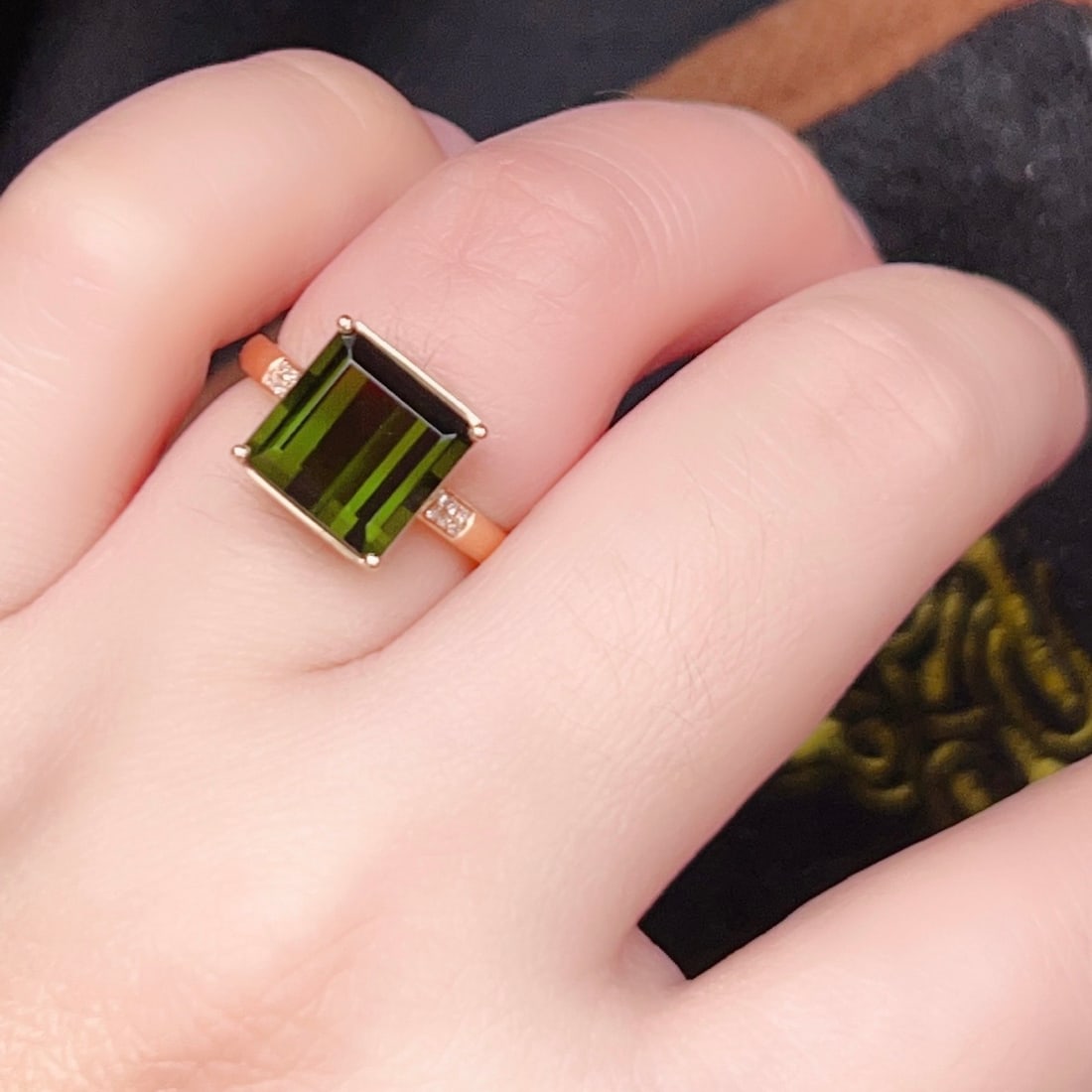 14k Gold 4.93 Ctw Natural Tourmaline & Diamond Ring - 7