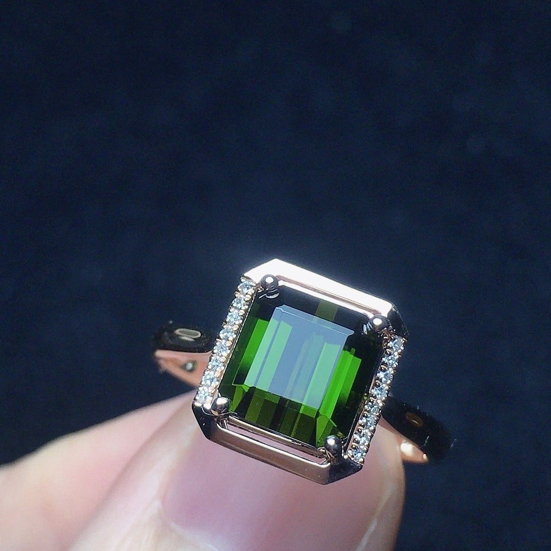 14k Gold 2.34 Ct Natural Tourmaline & Diamond Ring (1 of 5)