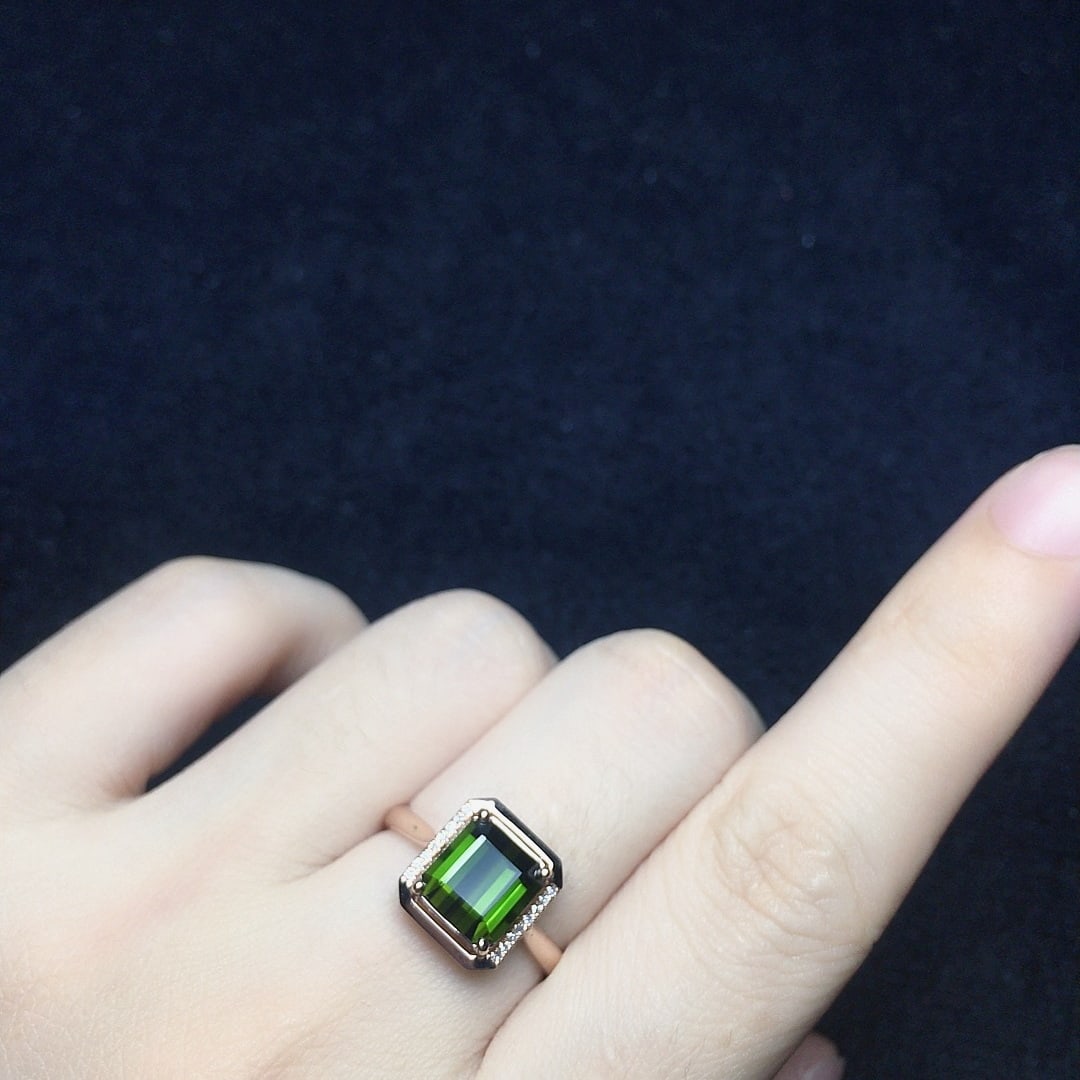 14k Gold 2.34 Ct Natural Tourmaline & Diamond Ring - 2