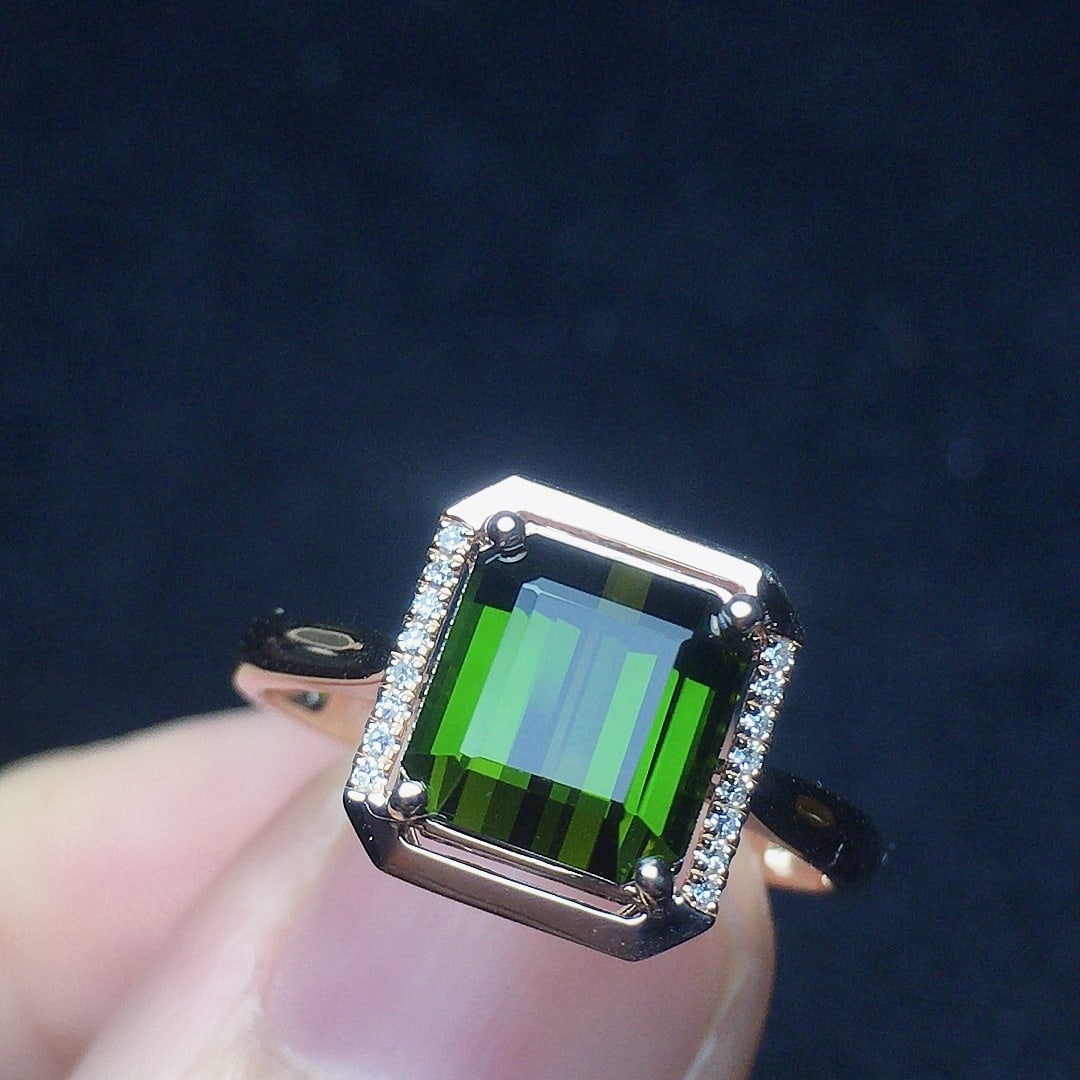 14k Gold 2.34 Ct Natural Tourmaline & Diamond Ring - 3