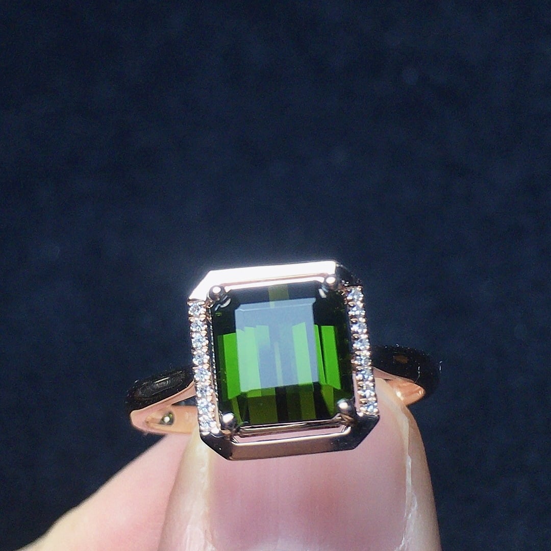 14k Gold 2.34 Ct Natural Tourmaline & Diamond Ring - 4