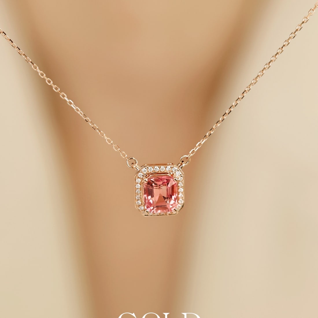 14k Gold 1.01 Ctw Natural Tourmaline & Diamond Necklace: Ref:231116184 // gold content:14k gold // main gemstone:tourmaline // shape:octagonal // carat weight:0. 92ct // color:pink // treatment:natural // // adjacent gemstone 2 : diamond // shape:round // c