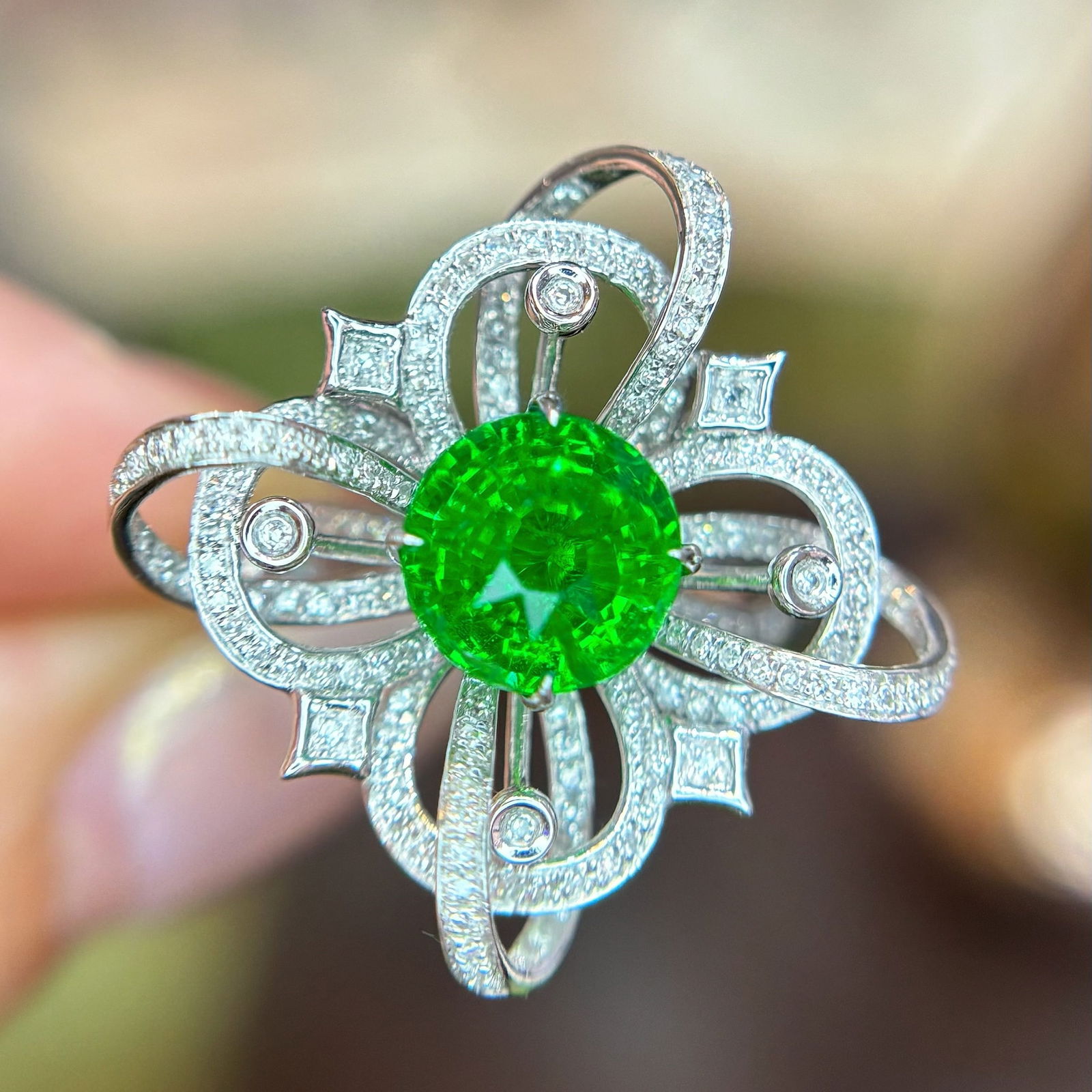 14k Gold 2.49 Ct Natural Tsavorite & Diamond Ring (1 of 6)