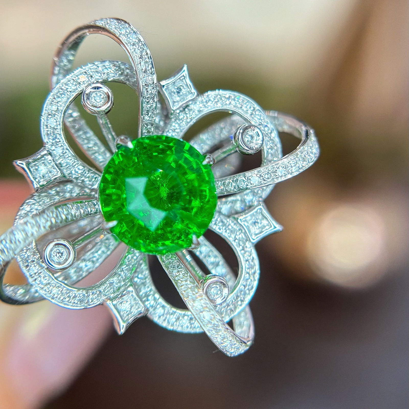 14k Gold 2.49 Ct Natural Tsavorite & Diamond Ring - 5