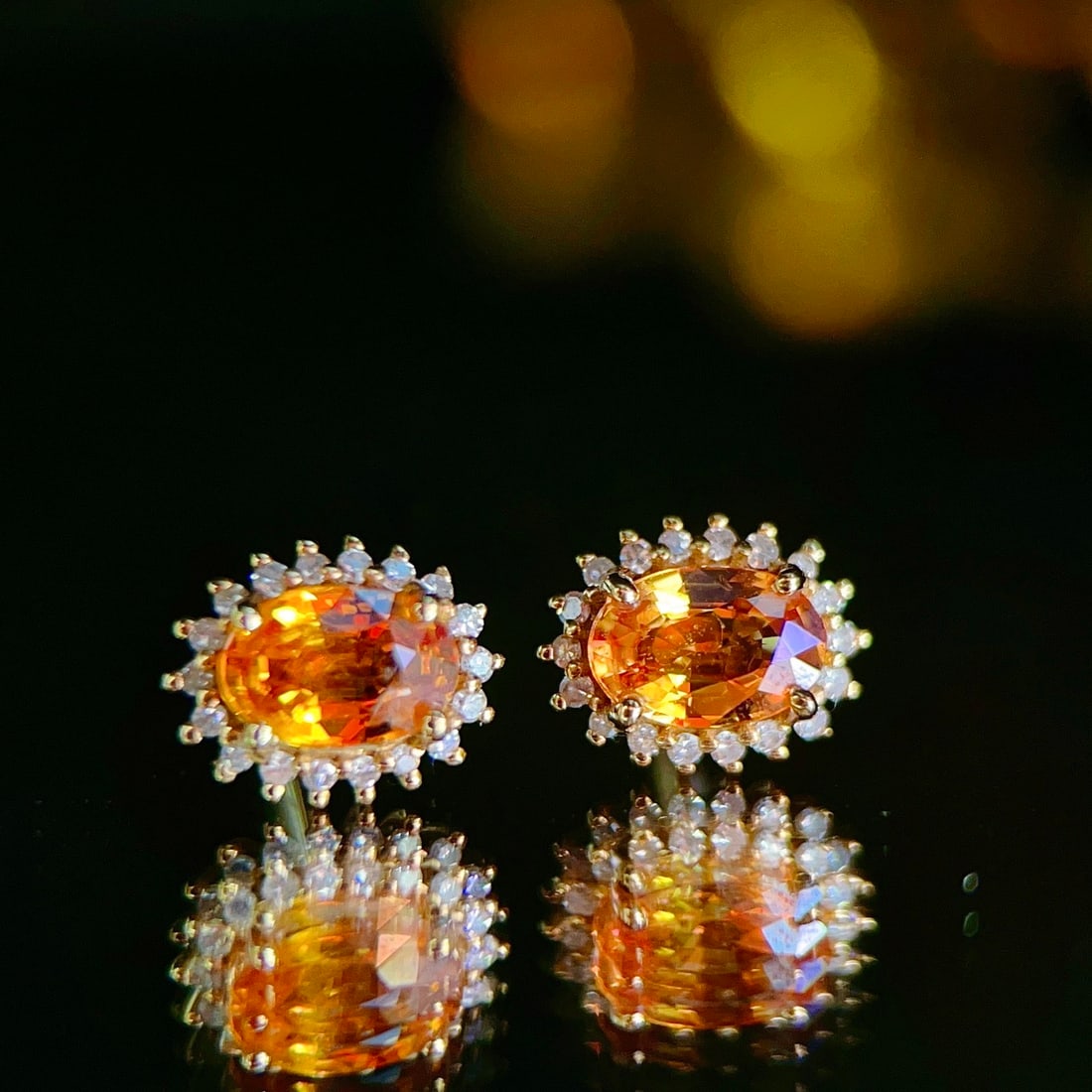 14k Gold 1.33 Ctw Natural Sapphire & Diamond Earrings - 4