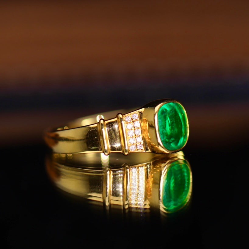 14k Gold 1.67 Ctw Vivid Green Natural Emerald & Diamond Ring - 6
