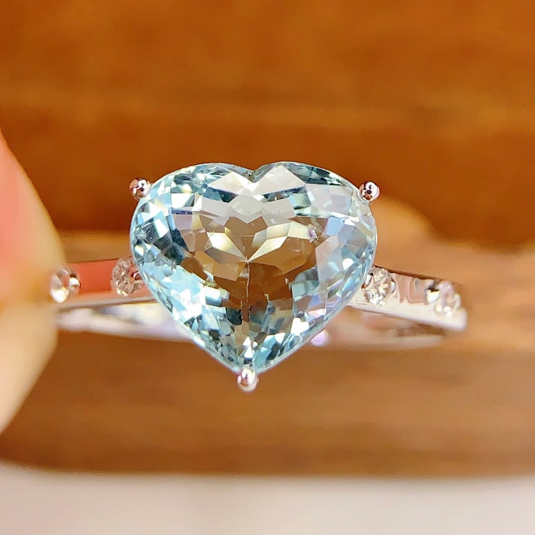 14k Gold 2.78 Ct Natural Aquamarine & Sapphire Ring - 2