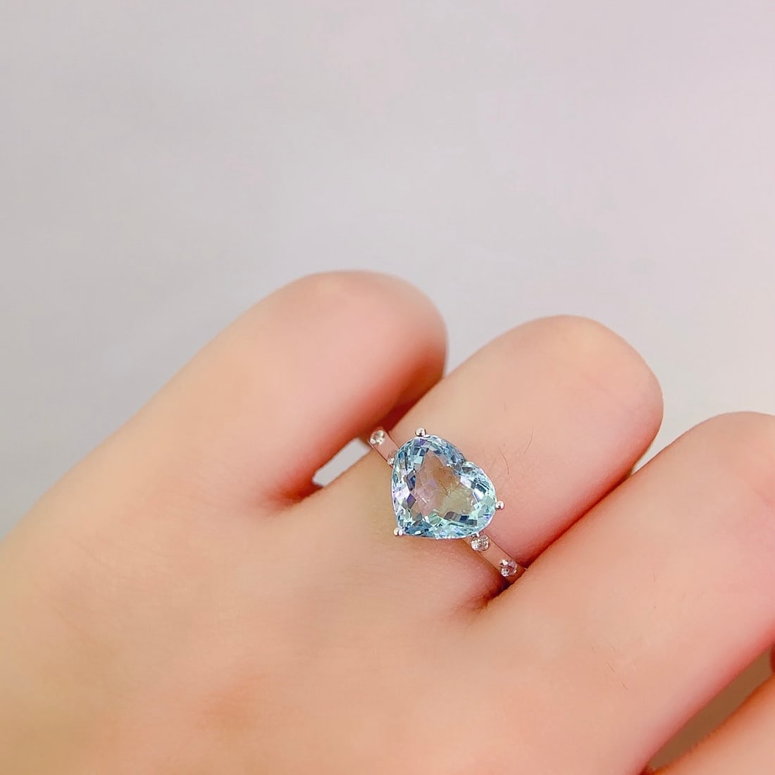 14k Gold 2.78 Ct Natural Aquamarine & Sapphire Ring - 6