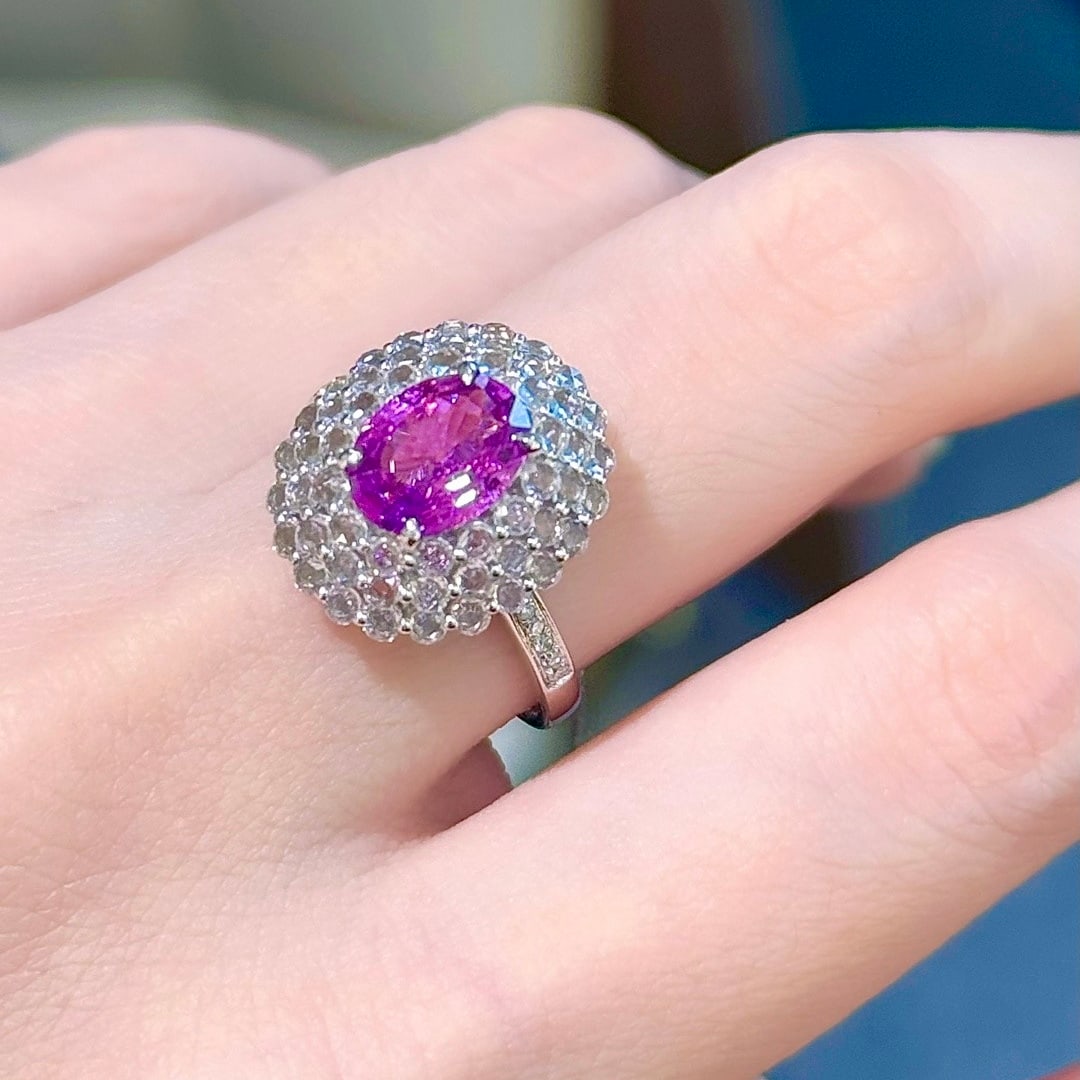 14k Gold 1.62 Ctw Natural Sapphire & Diamond Ring - 5