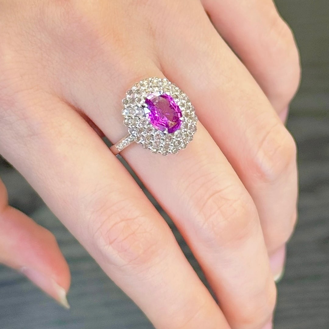 14k Gold 1.62 Ctw Natural Sapphire & Diamond Ring - 6