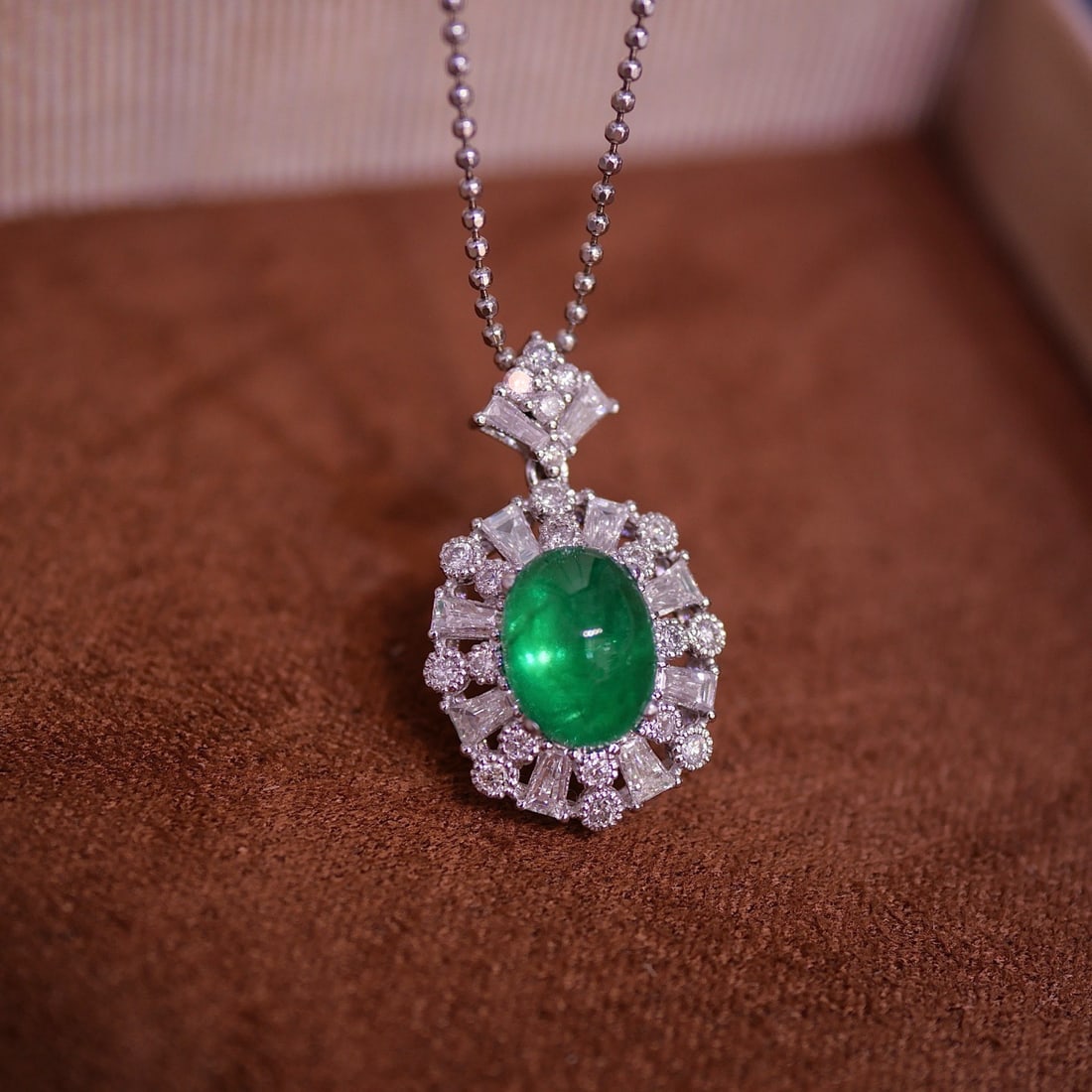 14k Gold 1.56 Ct Natural Emerald & Diamond Pendant( Without Chain ) (1 of 7)