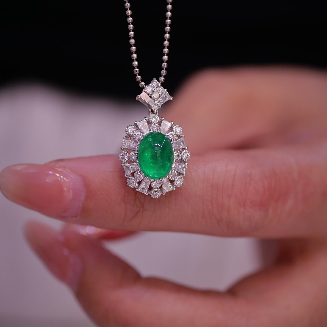 14k Gold 1.56 Ct Natural Emerald & Diamond Pendant( Without Chain ) - 3